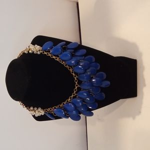 Royal blue teardrop bib necklace